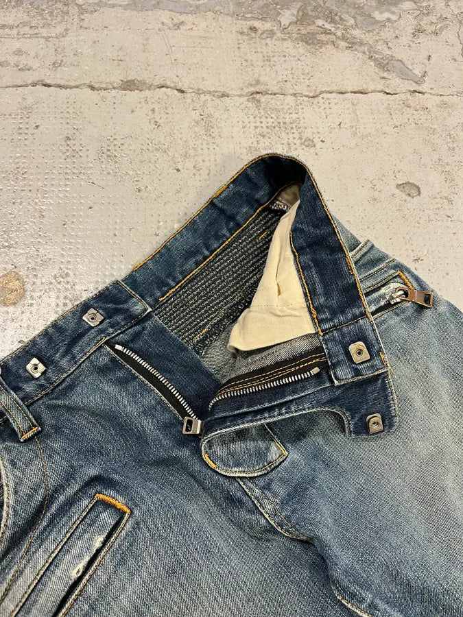 2010s Balmain Blue Biker Denim Jeans arEhZZf 9
