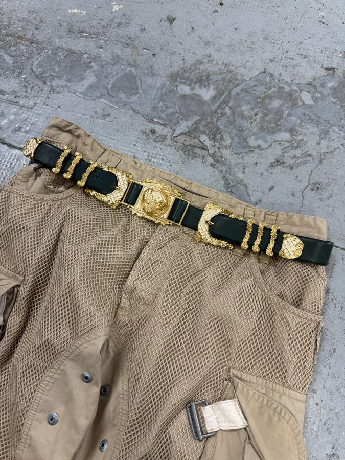 2010s Balmain Dark Green Leather Golden Eagle Buckle Belt uFjtUMN 1