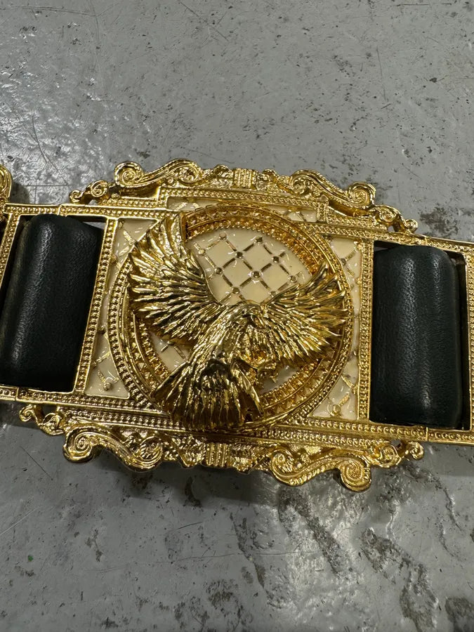 2010s Balmain Dark Green Leather Golden Eagle Buckle Belt uFjtUMN 3
