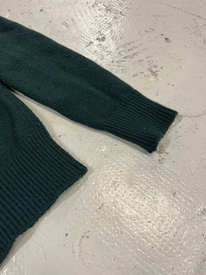 2010s Balmain Dark Green Wool Buttoned Turtleneck Sweater HMlapkz 3