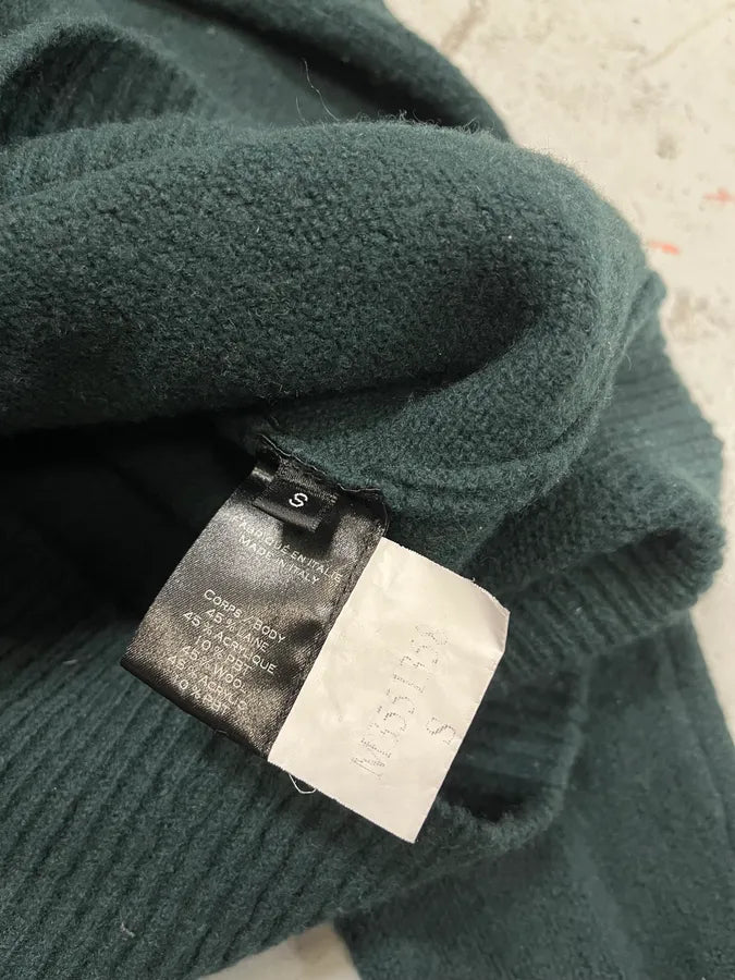 2010s Balmain Dark Green Wool Buttoned Turtleneck Sweater HMlapkz 6