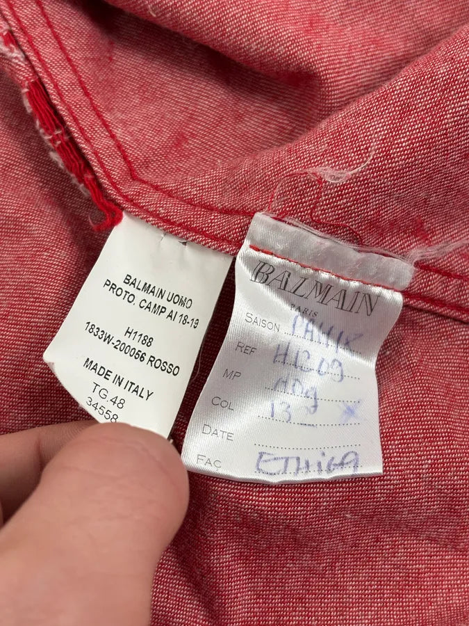 AW2013 Balmain Destroyed Red Heavy Shirt fHNquXx 9
