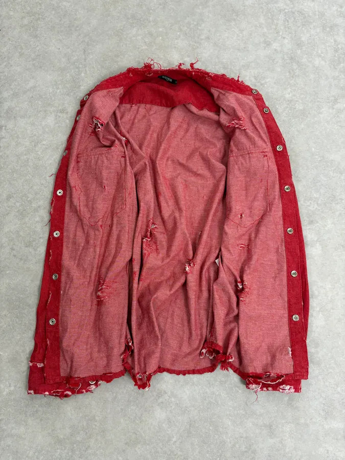 AW2013 Balmain Destroyed Red Heavy Shirt fHNquXx 6