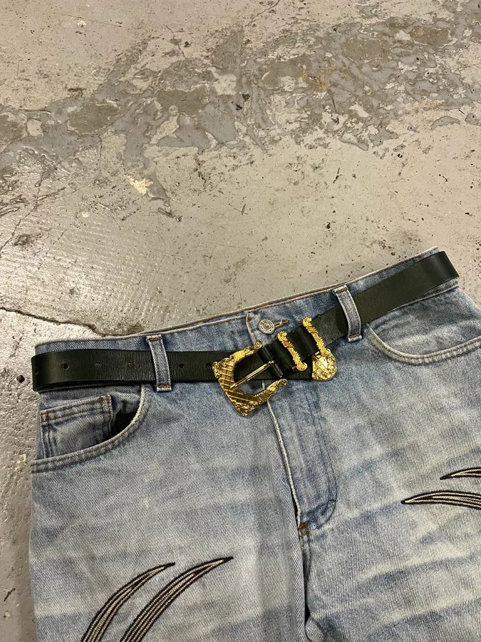 2010s Balmain Golden Cowboy Green Leather Belt udReNHu 2