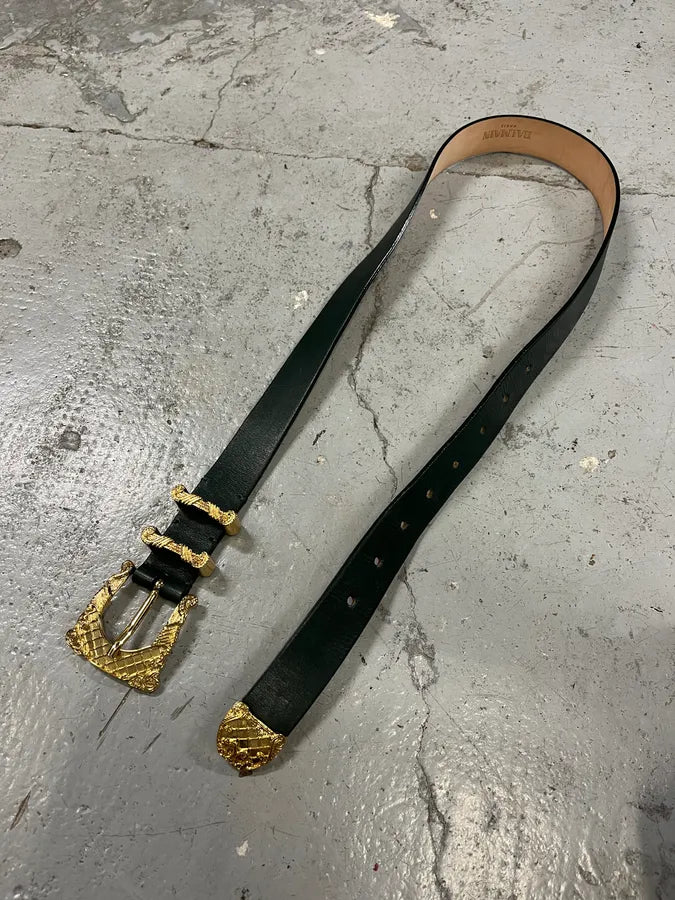 2010s Balmain Golden Cowboy Green Leather Belt udReNHu 3