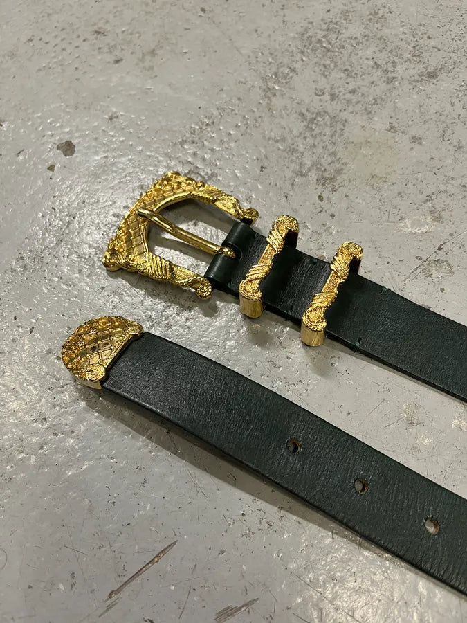 2010s Balmain Golden Cowboy Green Leather Belt udReNHu 4