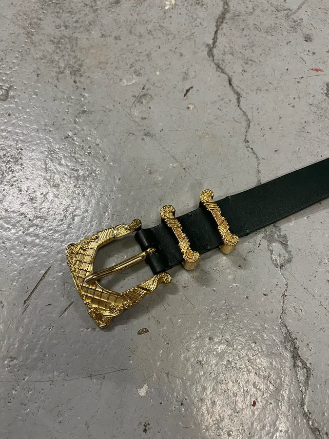2010s Balmain Golden Cowboy Green Leather Belt udReNHu 5