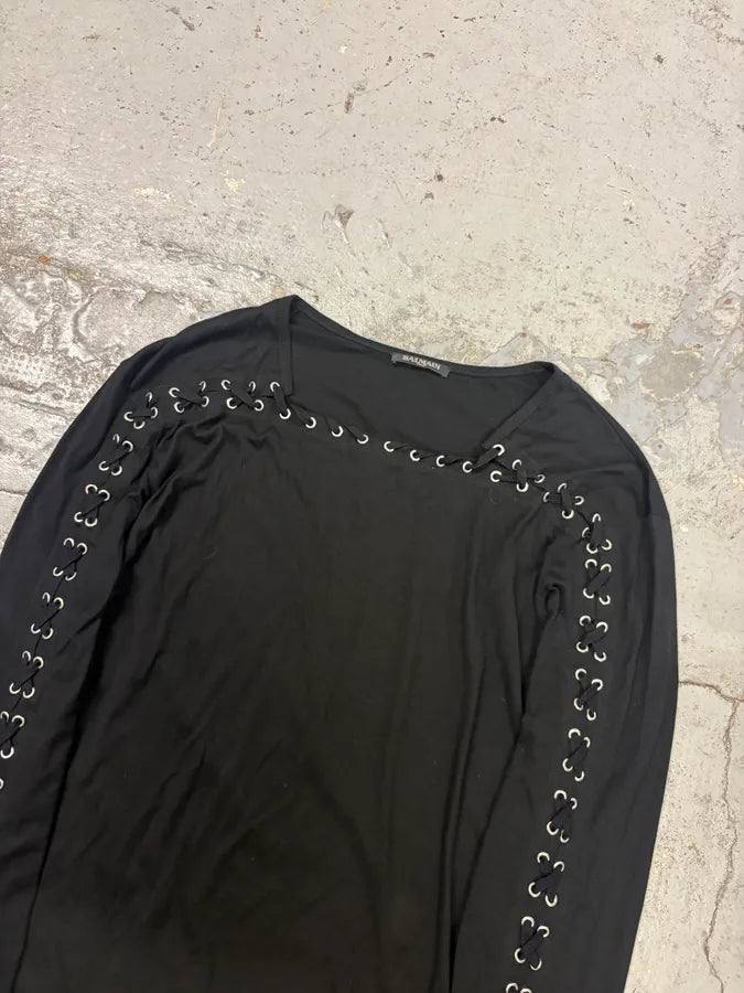 2010s Balmain Laced Black Contemporary Longsleeve mkiIUay 3