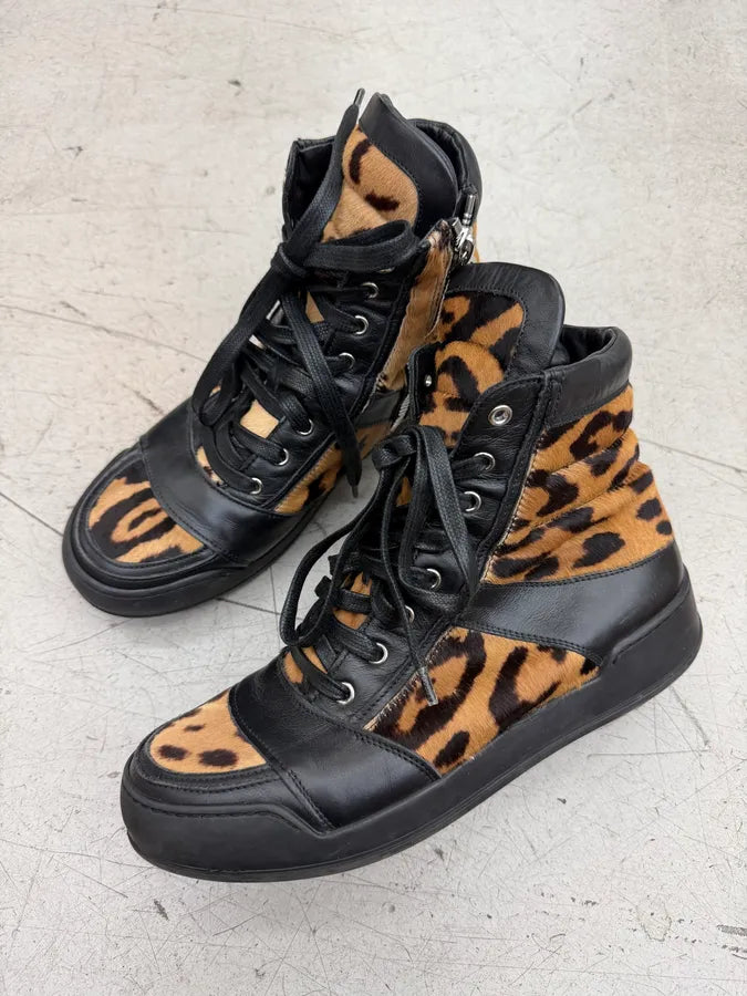2010s Balmain Leopard Pony Hair Leather High Sneakers FagPXXB 3