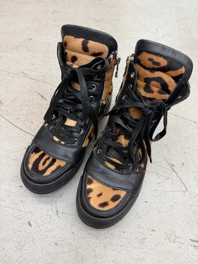 2010s Balmain Leopard Pony Hair Leather High Sneakers FagPXXB 4