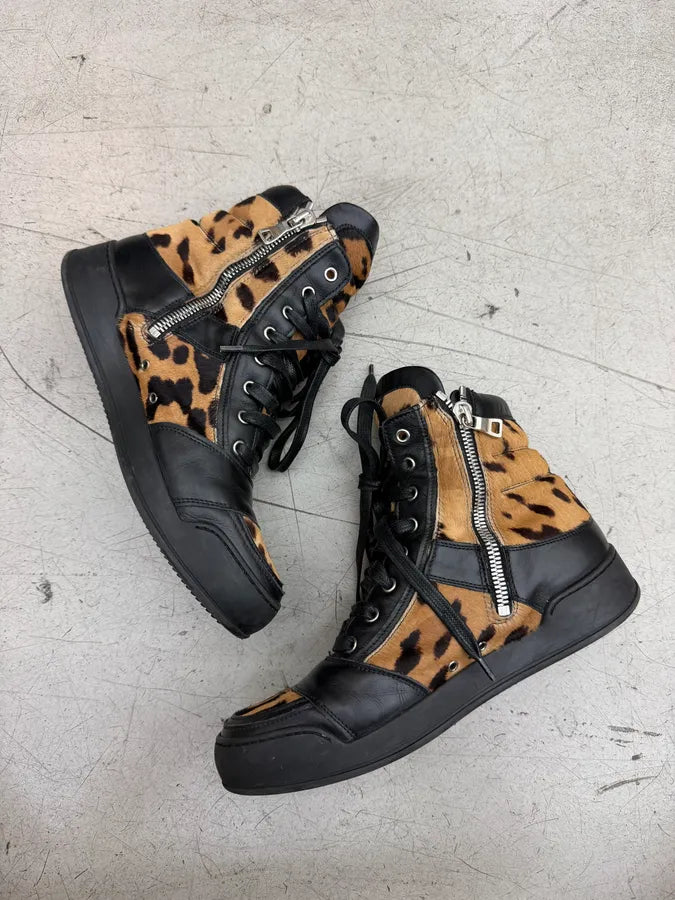 2010s Balmain Leopard Pony Hair Leather High Sneakers FagPXXB 5