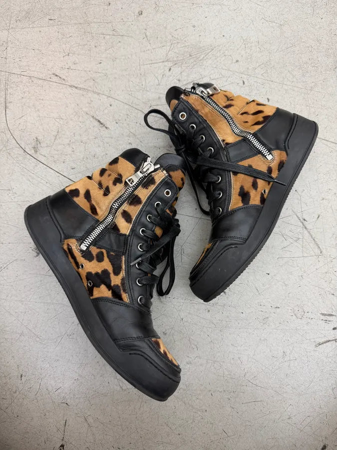 2010s Balmain Leopard Pony Hair Leather High Sneakers FagPXXB 6
