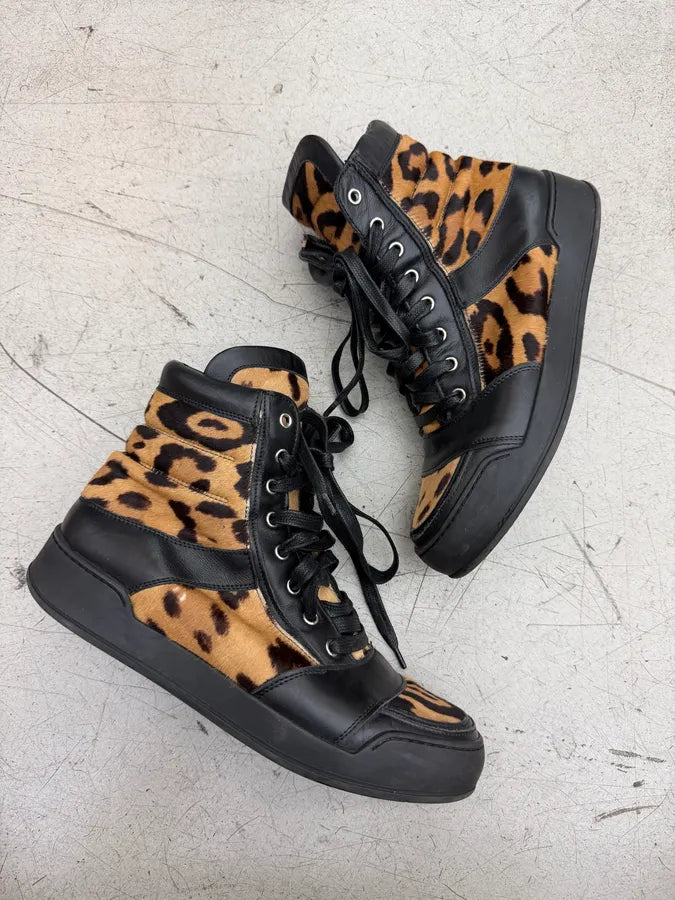 2010s Balmain Leopard Pony Hair Leather High Sneakers FagPXXB 8