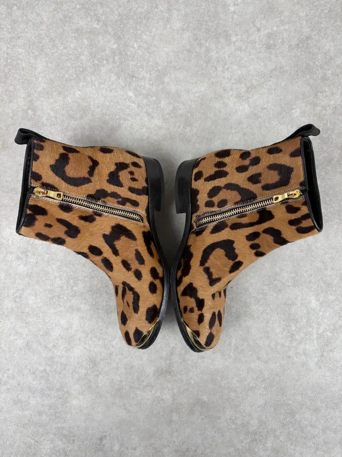 2010s Balmain Leopard Print Fur Leather Boots gCtjdjv 3