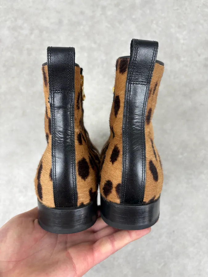 2010s Balmain Leopard Print Fur Leather Boots gCtjdjv 5