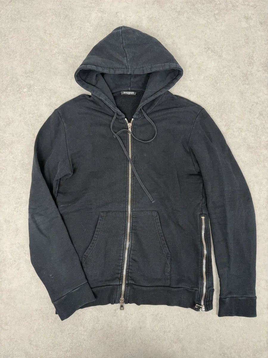 2010s Balmain Multi Zip Black Zip-up Hoodie wEfltgC 0