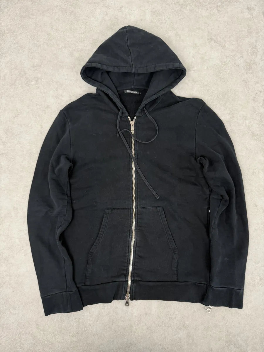 2010s Balmain Multi Zip Black Zip-up Hoodie wEfltgC 1