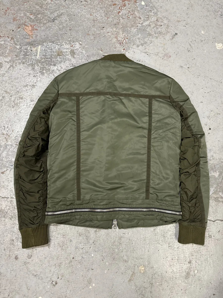 2010s Balmain Multi Zips Aviator Green Bomber Jacket XJnbqZy 1