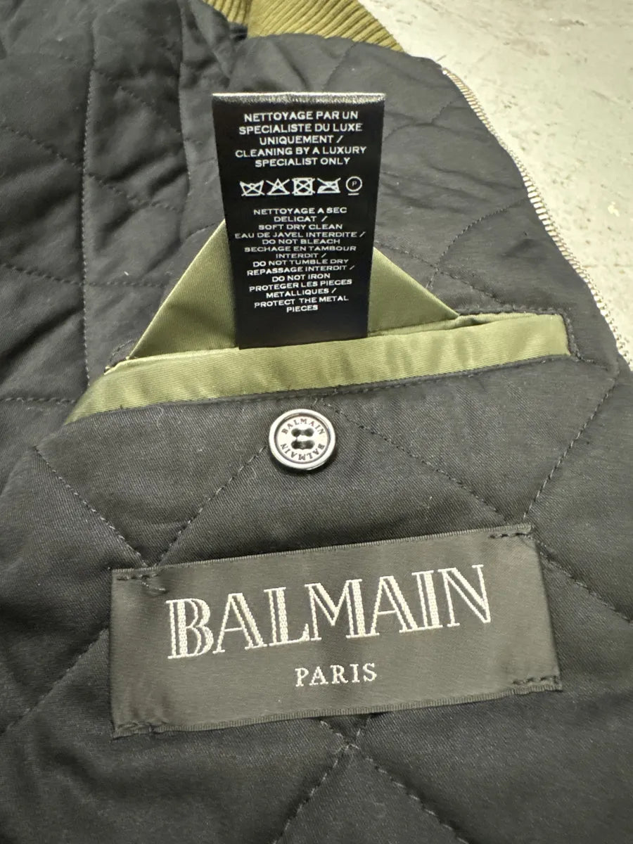 2010s Balmain Multi Zips Aviator Green Bomber Jacket XJnbqZy 10