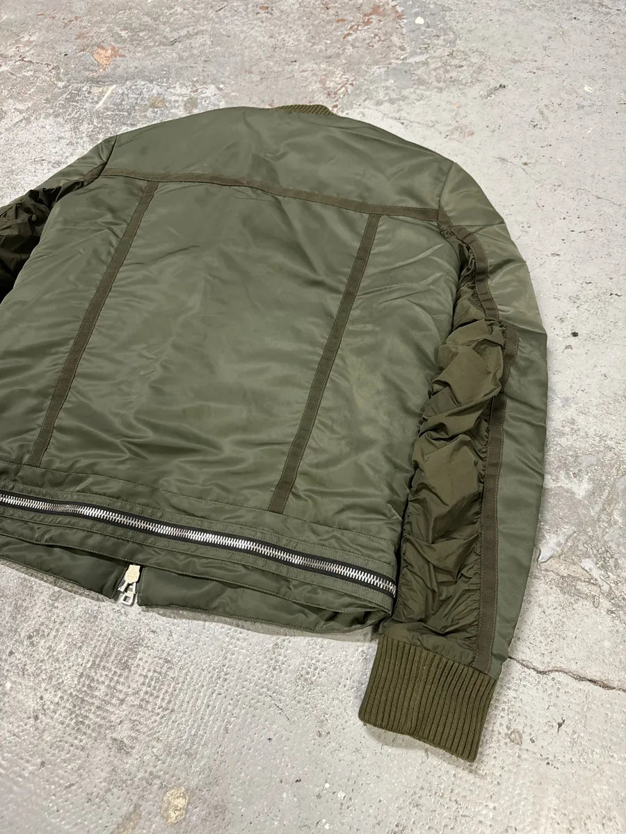 2010s Balmain Multi Zips Aviator Green Bomber Jacket XJnbqZy 8