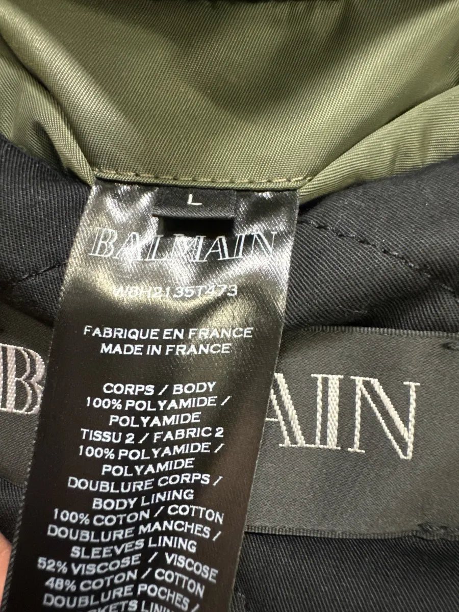2010s Balmain Multi Zips Aviator Green Bomber Jacket XJnbqZy 9