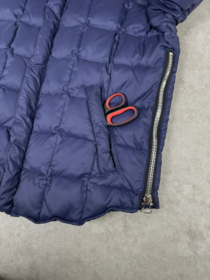 2010s Balmain Blue Leather Shoulder Patch Puffer Jacket PCHTnLD 7
