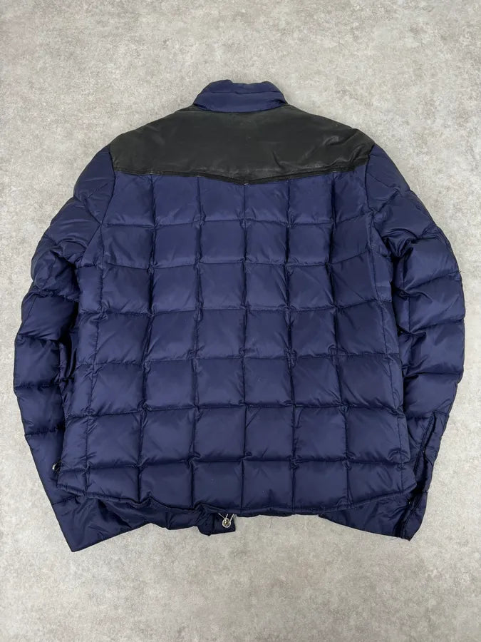 2010s Balmain Blue Leather Shoulder Patch Puffer Jacket PCHTnLD 3