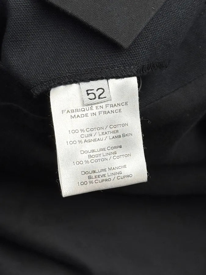2010s Balmain Navy Cotton & Leather Buttoned Officer Jacket eBLLMlj 10
