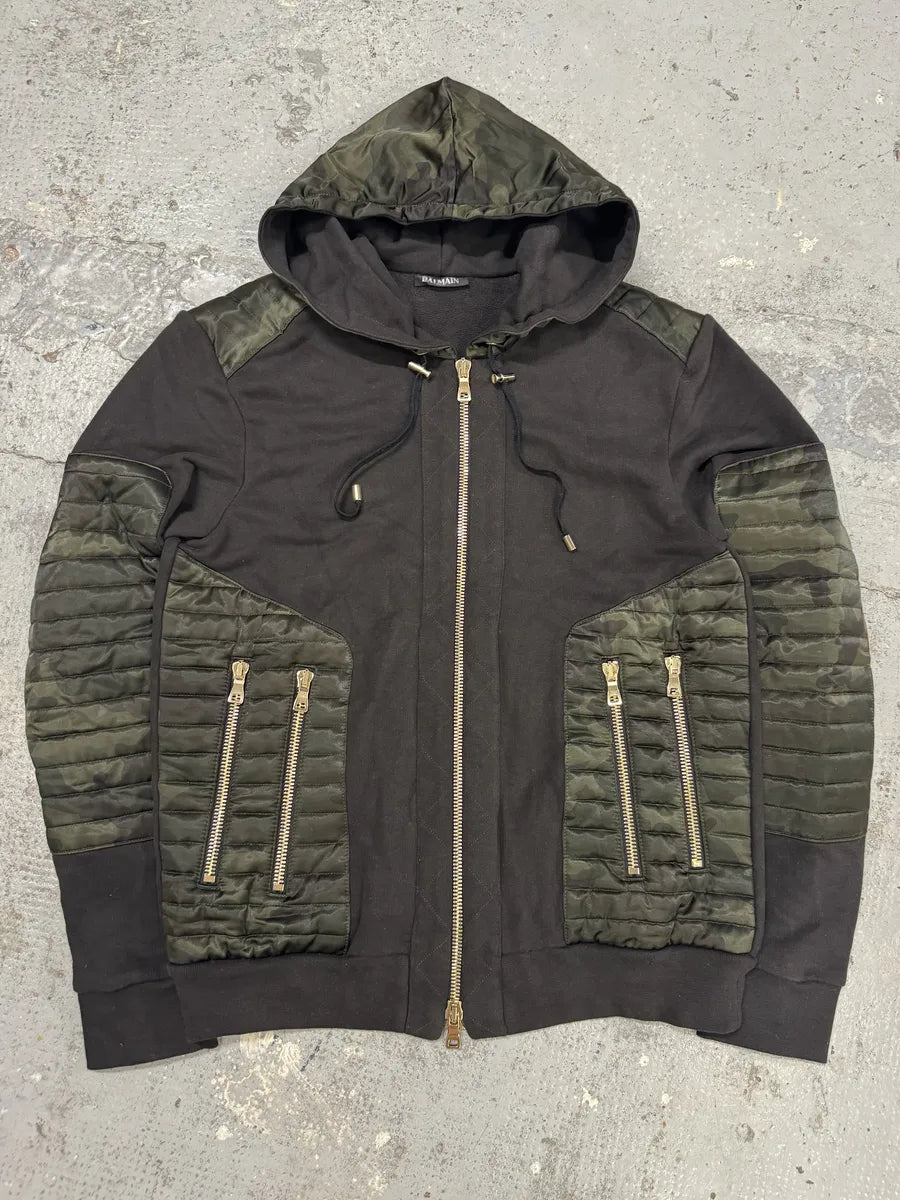 2010s Balmain Obscure Camo Padded Zip-up Hoodie NhTvgZA 0