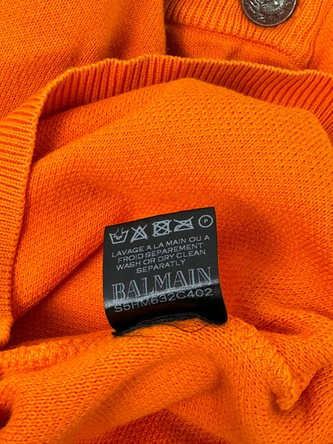 2010s Balmain Orange Buttoned Hooded Sweater sgmHaTf 8