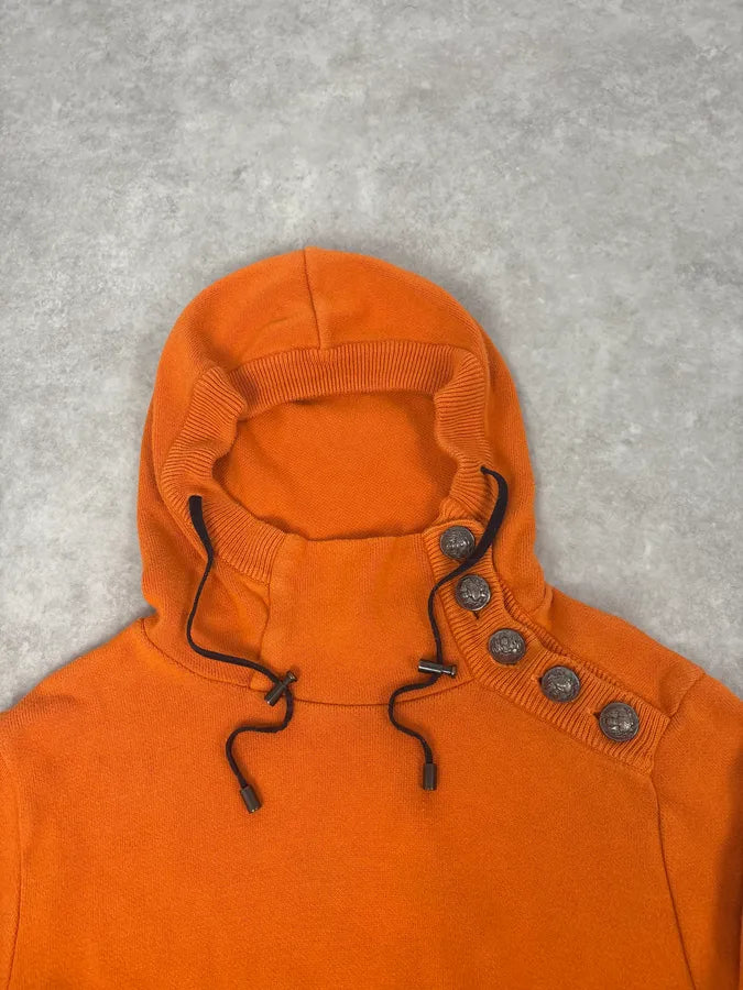 2010s Balmain Orange Buttoned Hooded Sweater wCGiMmD 4