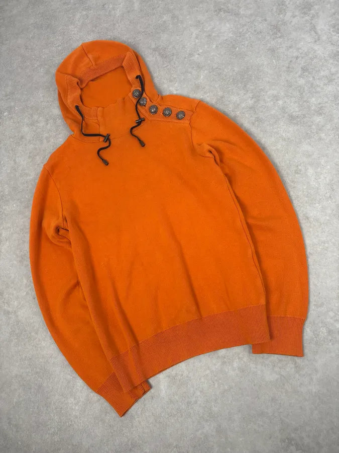 2010s Balmain Orange Buttoned Hooded Sweater wCGiMmD 3