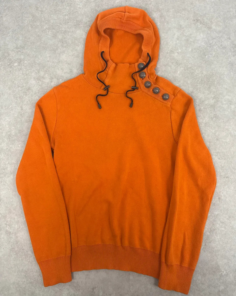 2010s Balmain Orange Buttoned Hooded Sweater wCGiMmD 0