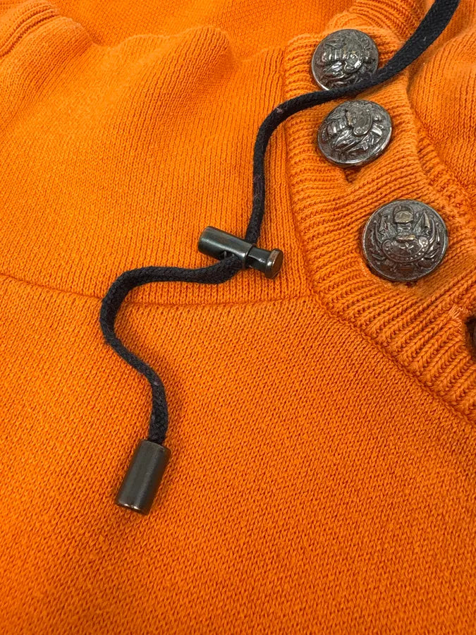 2010s Balmain Orange Buttoned Hooded Sweater wCGiMmD 6