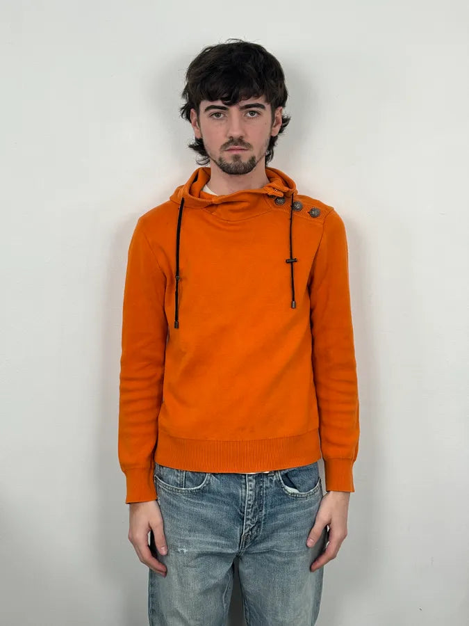 2010s Balmain Orange Buttoned Hooded Sweater wCGiMmD 1