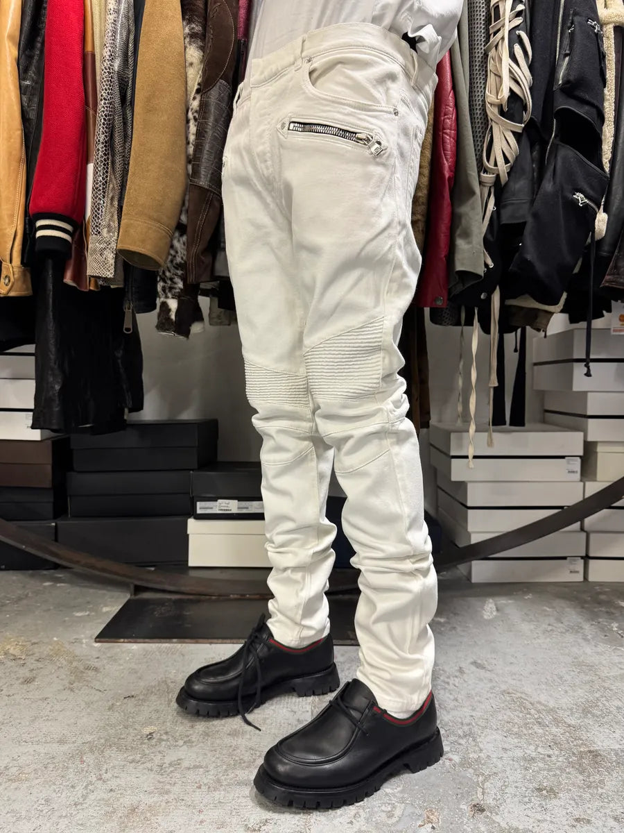 2010s Balmain White Biker Avant-Garde Slim Denim Jeans QvaqeqD 2