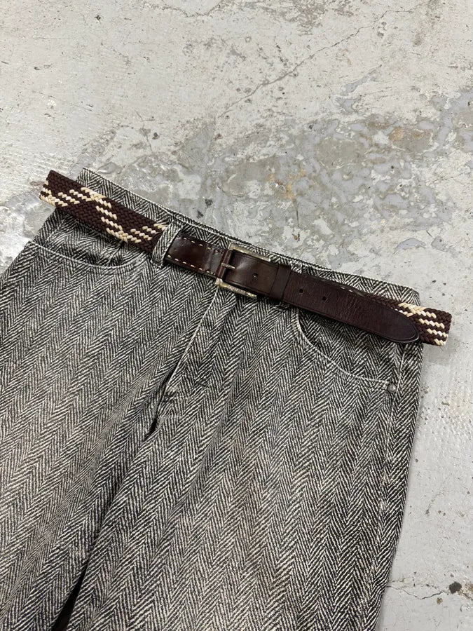 2010s Balmain Woven Canva Brown Leather Belt hGrWRbG 1