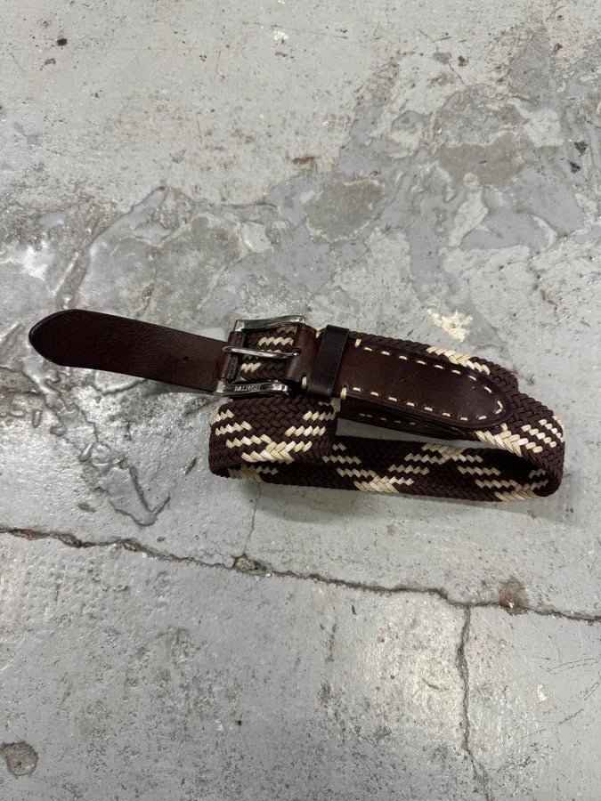 2010s Balmain Woven Canva Brown Leather Belt hGrWRbG 2