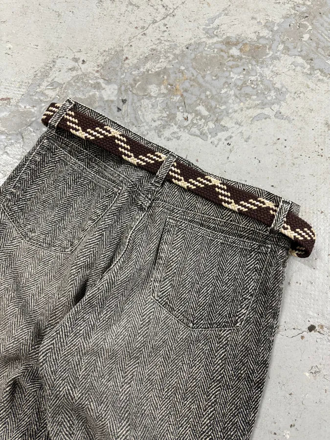 2010s Balmain Woven Canva Brown Leather Belt hGrWRbG 3