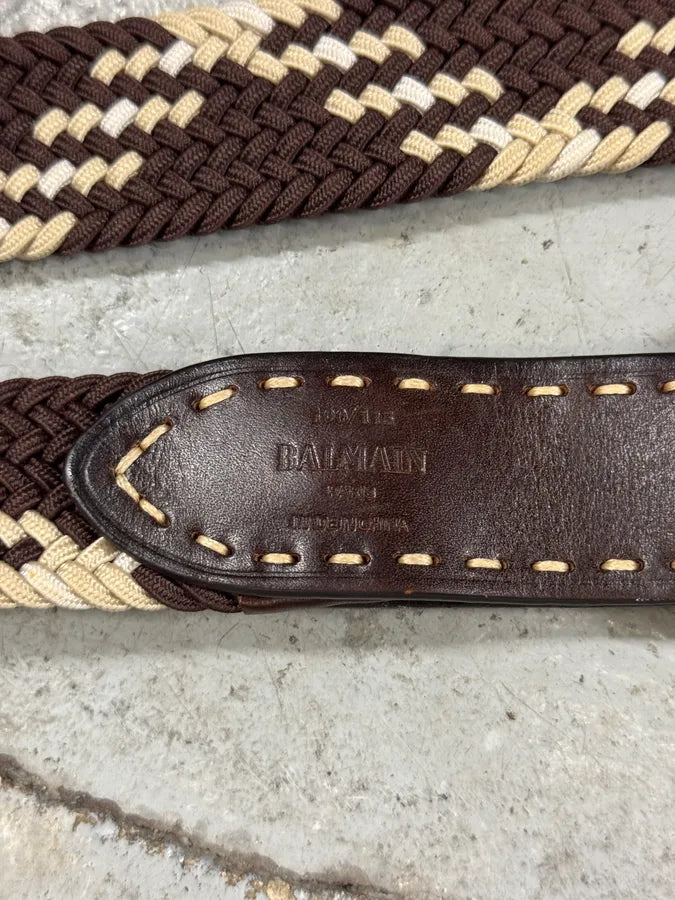 2010s Balmain Woven Canva Brown Leather Belt hGrWRbG 5