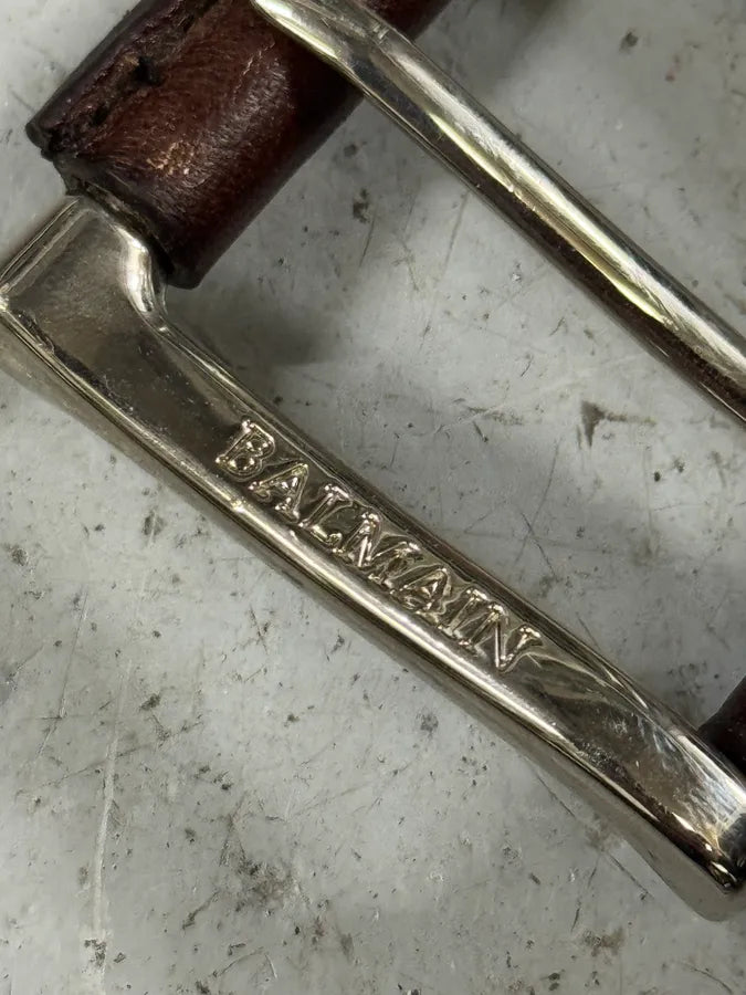 2010s Balmain Woven Canva Brown Leather Belt hGrWRbG 6