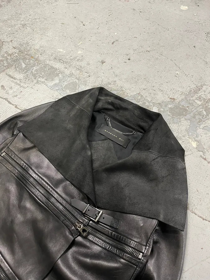 2010s Barbara Bui Horizontal Zips Black Leather Jacket AtGDxIB 3