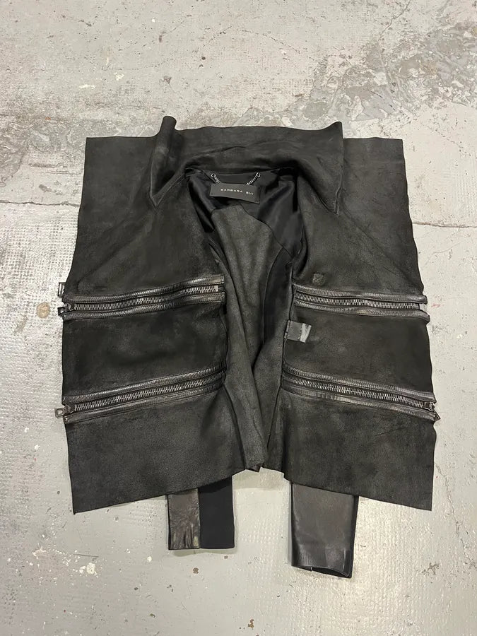 2010s Barbara Bui Horizontal Zips Black Leather Jacket AtGDxIB 9