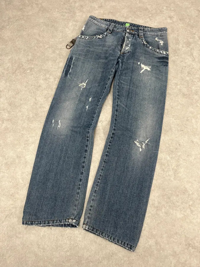 2010s Bikkembergs Blue Avant-Garde Denim Jeans RaWEDOT 5