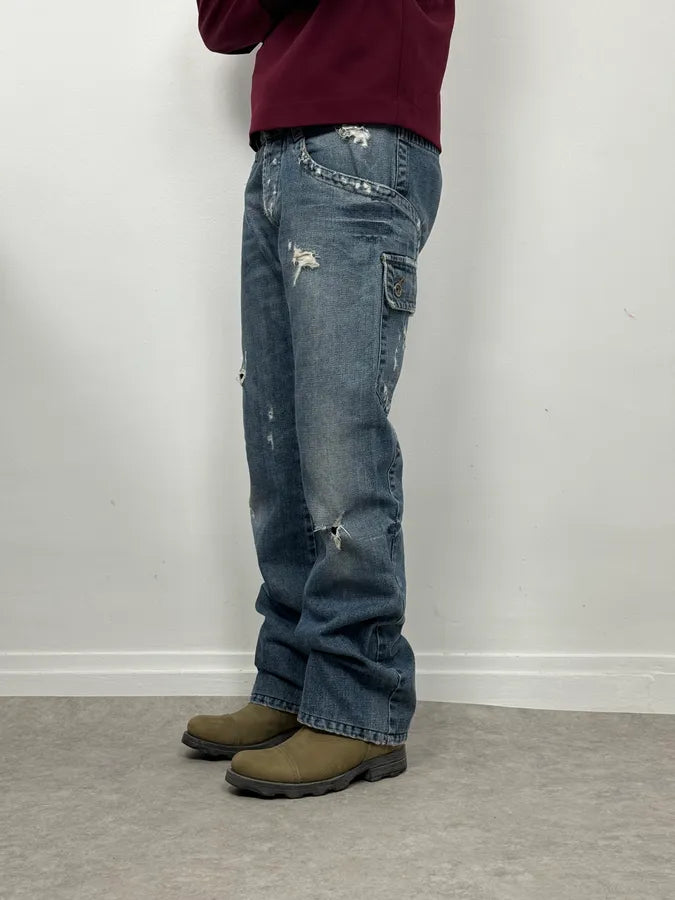 2010s Bikkembergs Blue Avant-Garde Denim Jeans RaWEDOT 3
