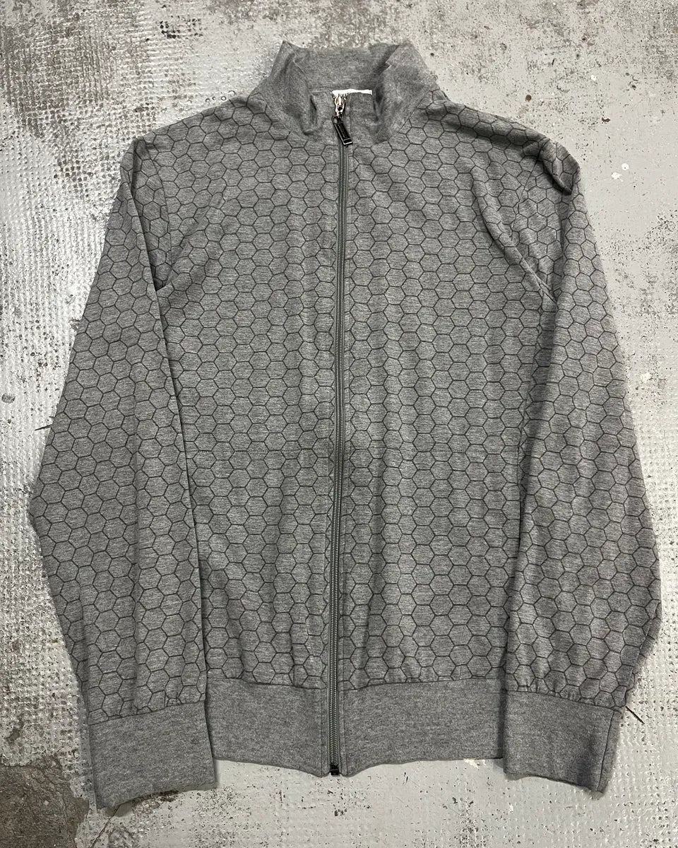 2010s Bikkembergs Grey Honeycomb Zip-up Sweater BnlfQsl 0