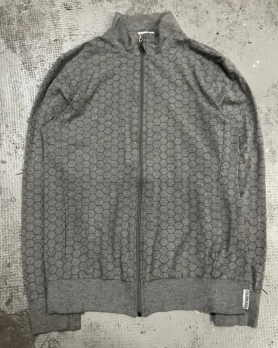 2010s Bikkembergs Grey Honeycomb Zip-up Sweater BnlfQsl 3