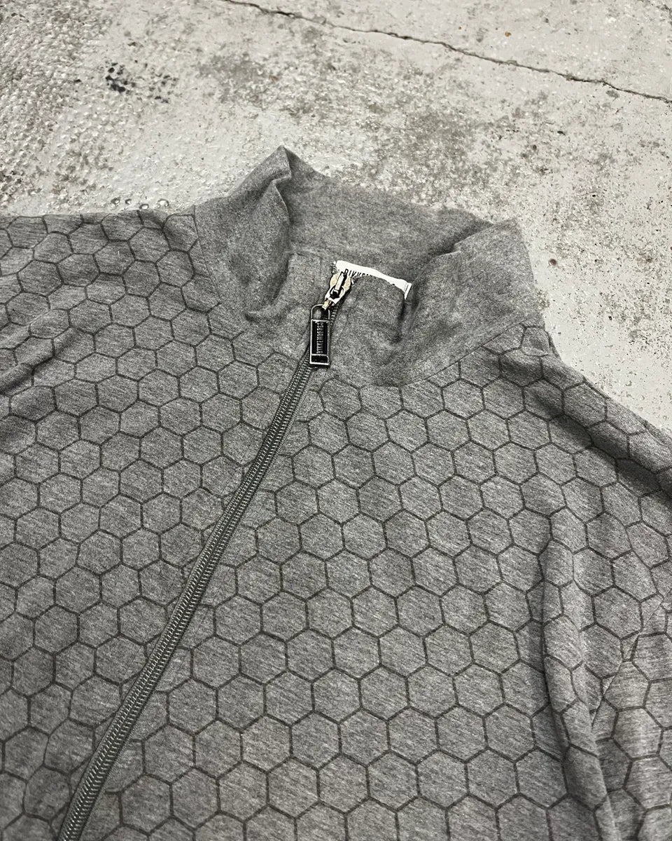 2010s Bikkembergs Grey Honeycomb Zip-up Sweater BnlfQsl 4