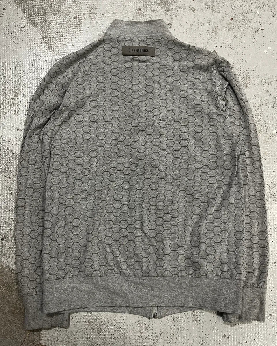 2010s Bikkembergs Grey Honeycomb Zip-up Sweater BnlfQsl 8