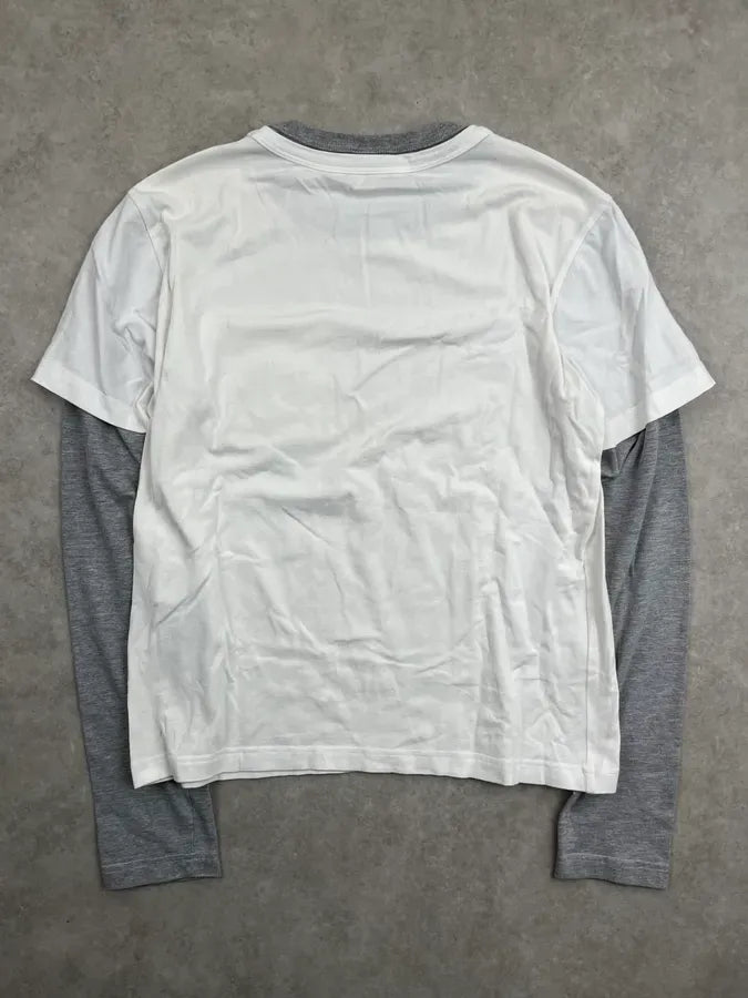 2010s Bikkembergs White & Grey Layered Logo Longsleeve tPahLlj 3